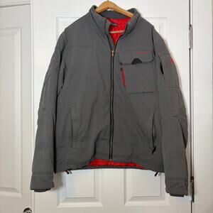 VTG Eddie Bauer Mens gray work barn jacket, goose down stuffing. Size L. canvas